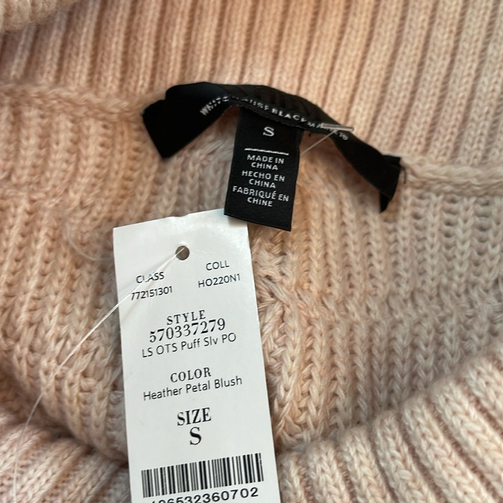 WHBM BLUSH OFF-THE-SHOULDER CABLE KNIT SWEATER - Picture 11 of 12